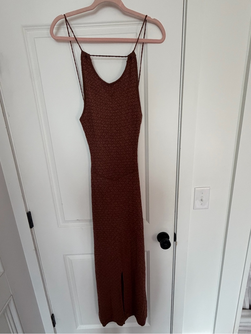 Free People Rust Brown Spaghetti Strap Maxi Dress